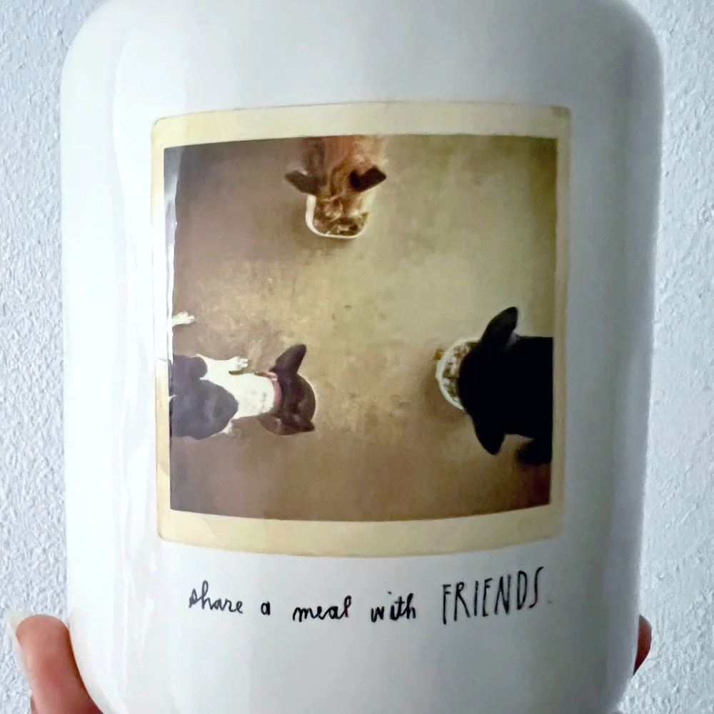 Rae Dunn Share a Meal with Friends Dog Snacks Pet Treat Canister